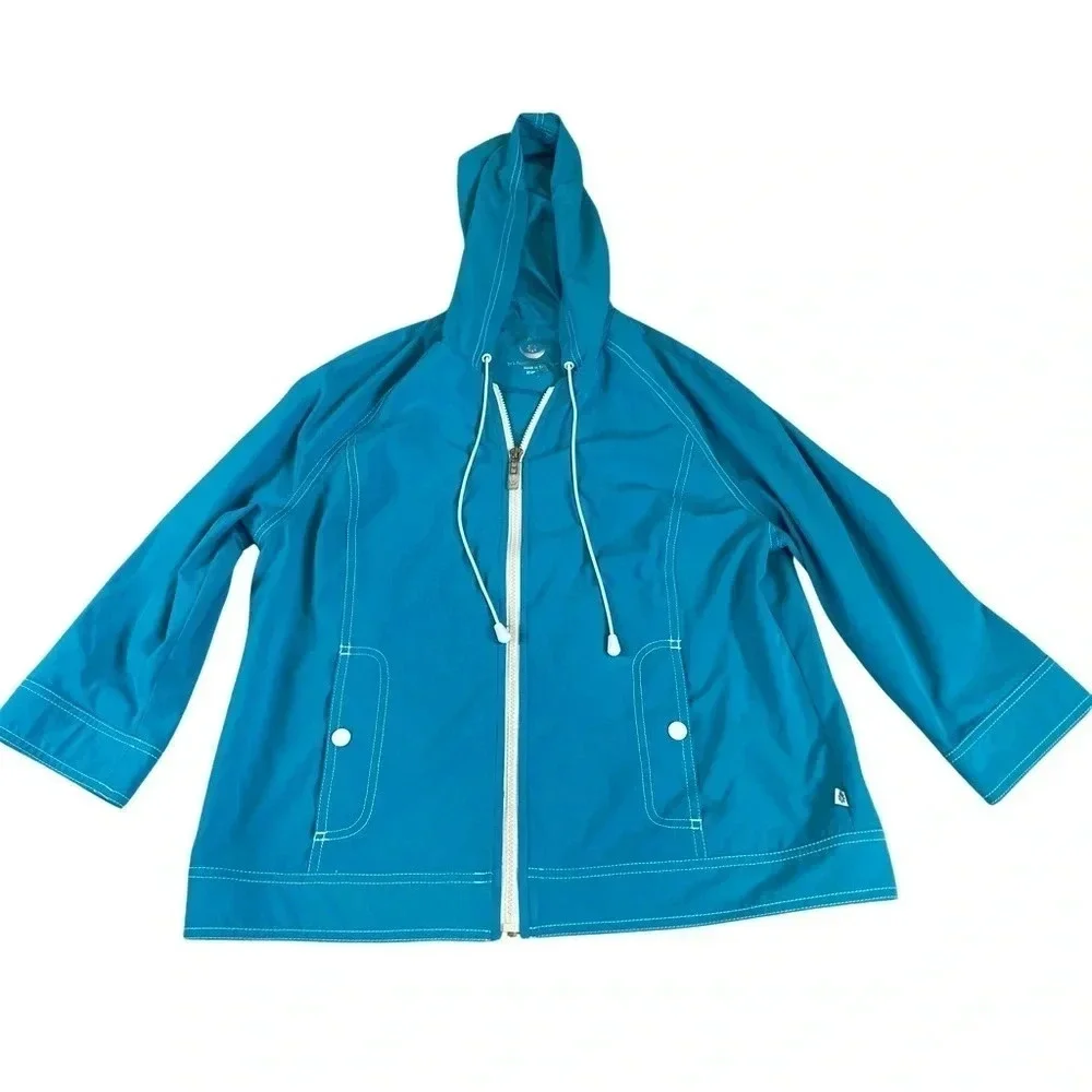 Zenergy by Chico's Windbreaker Jacket/Lightweight/Hooded/size 1 - Picture 1 of 4